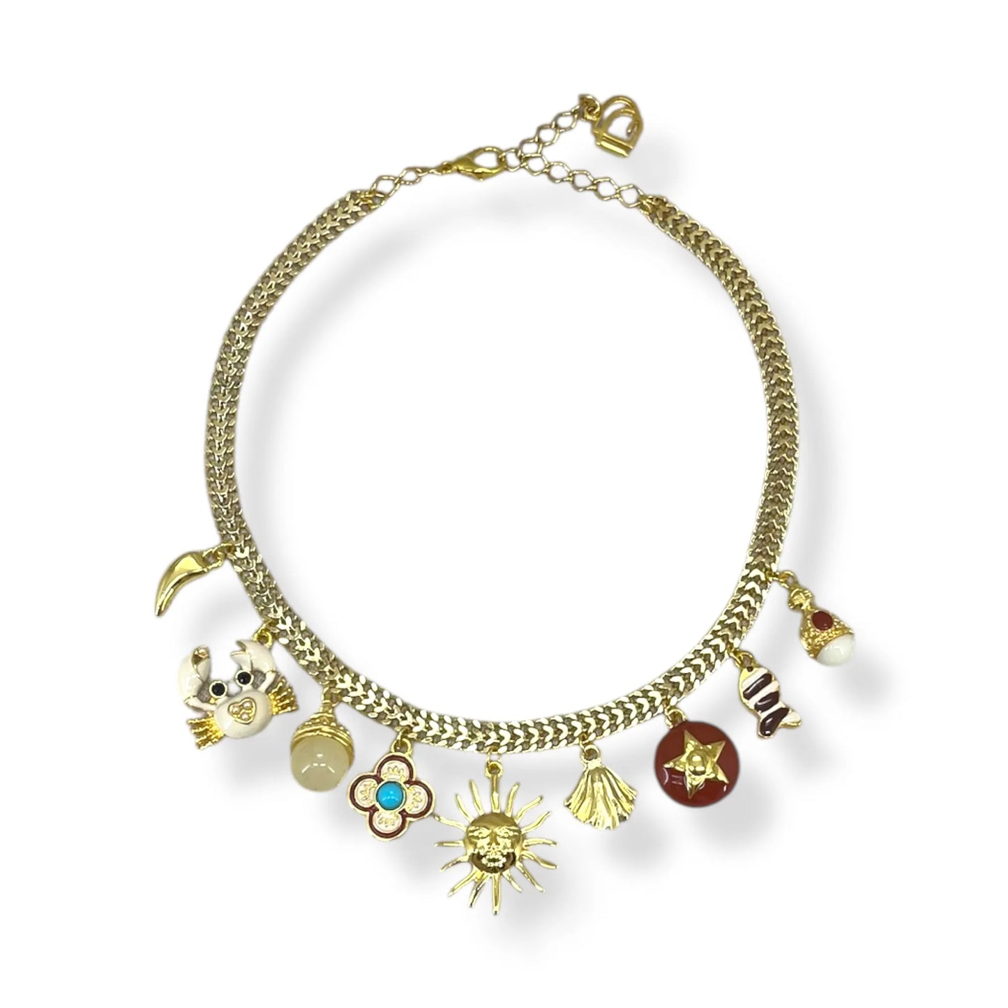 Colar Choker Summer Pingentes Coral