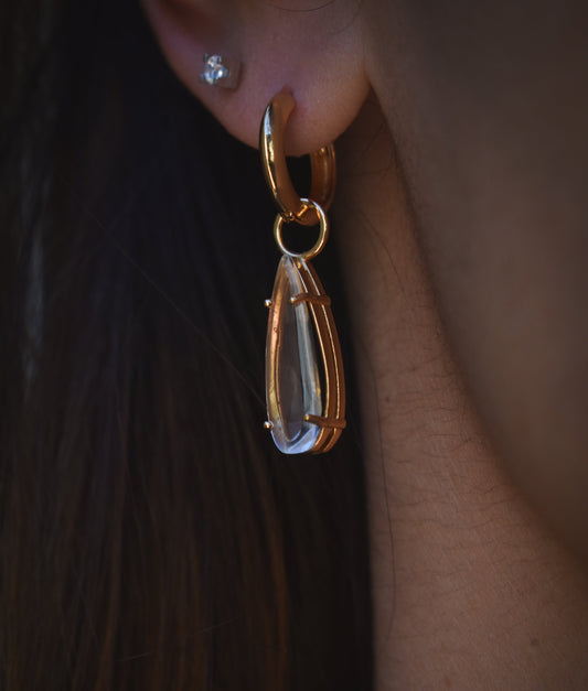 Brinco argola gota cristal