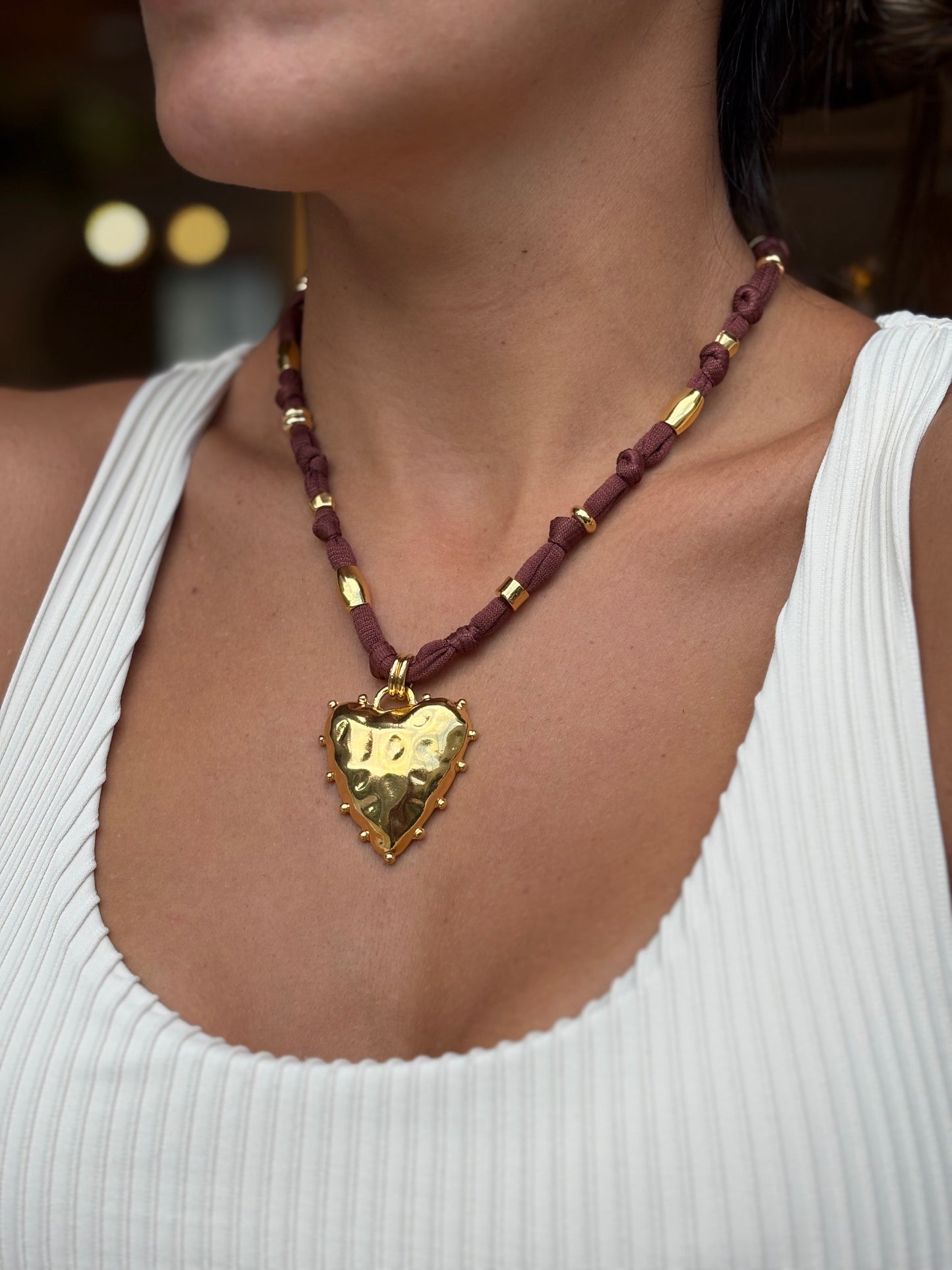 Colar  Heart Nômade Marrom