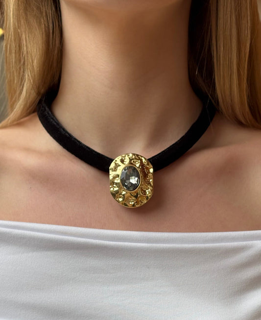 Choker Camurça Pingente Disc