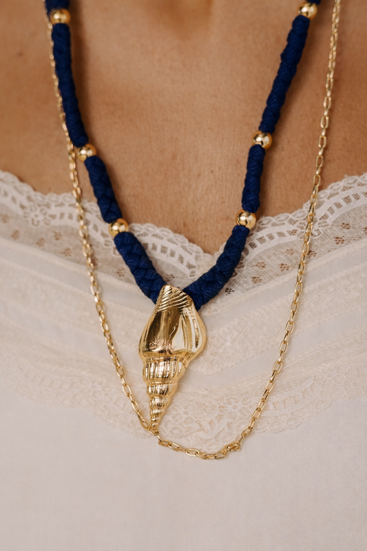 Colar Isla Tecido Shell Marinho