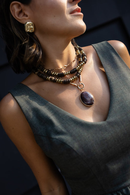 Colar Maré Brown Obsidiana