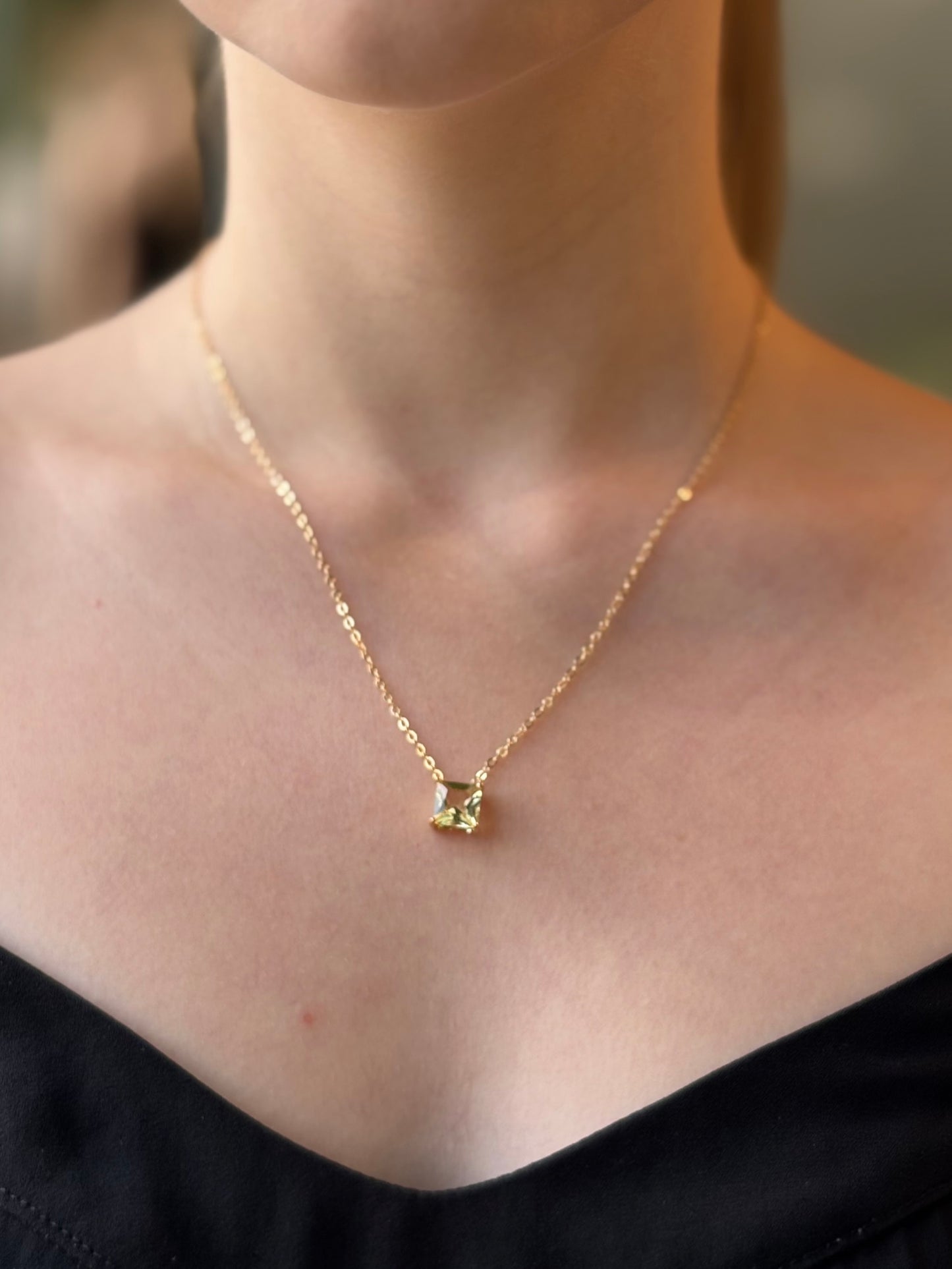 Colar Gaya Cristal Quadrado Amarelo
