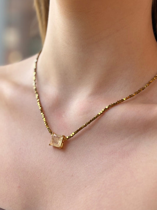 Colar Hematita Com Cristal