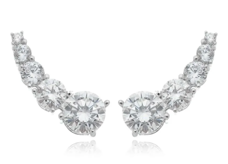 Brinco Earcuff Zircônia Bolas Transparentes