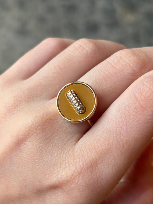 Anel Círculo Resina Cravejado 13