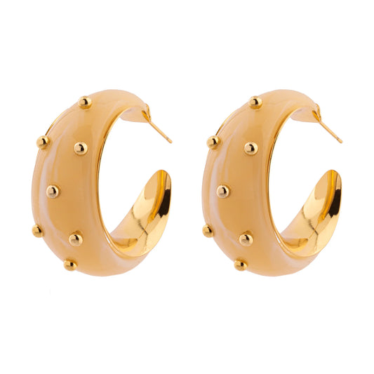 Brinco Resina Marfim Com Dourado