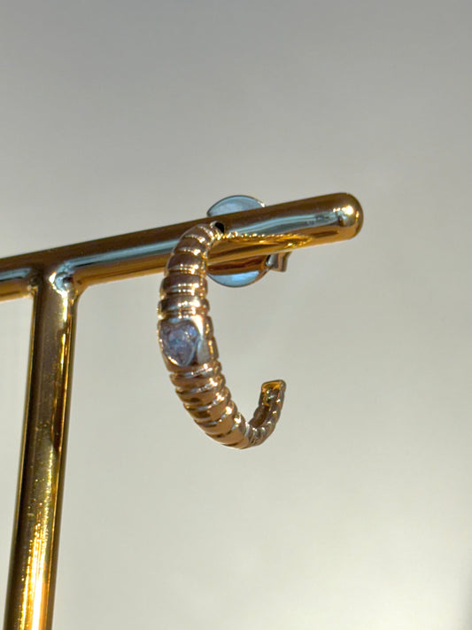 Brinco Argola Trama Pedra Heart Tam G