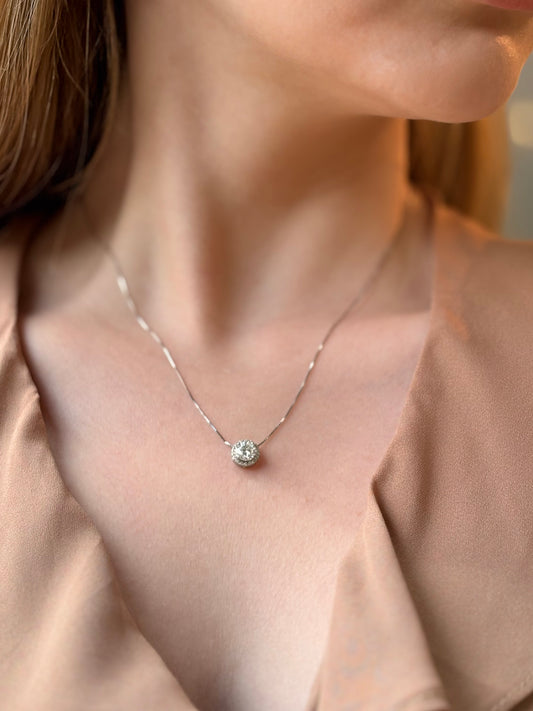 Colar Solitário Moissanite Cravejado