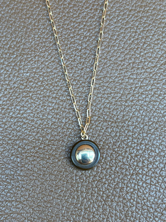 Colar Summer Lá Isla Resina Círculo Marrom