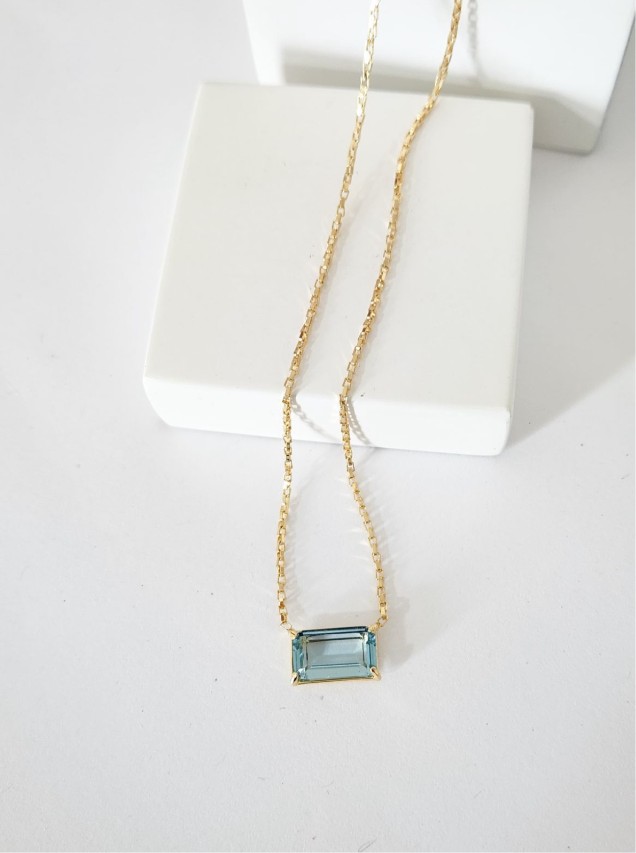 Colar Ret Agua Marinha