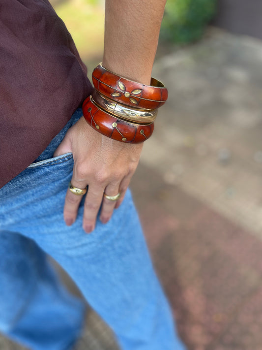 Bracelete Resina Vintage Marrom
