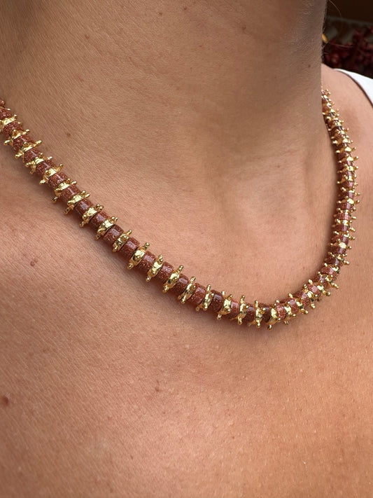 Colar Disc Colors Marrom