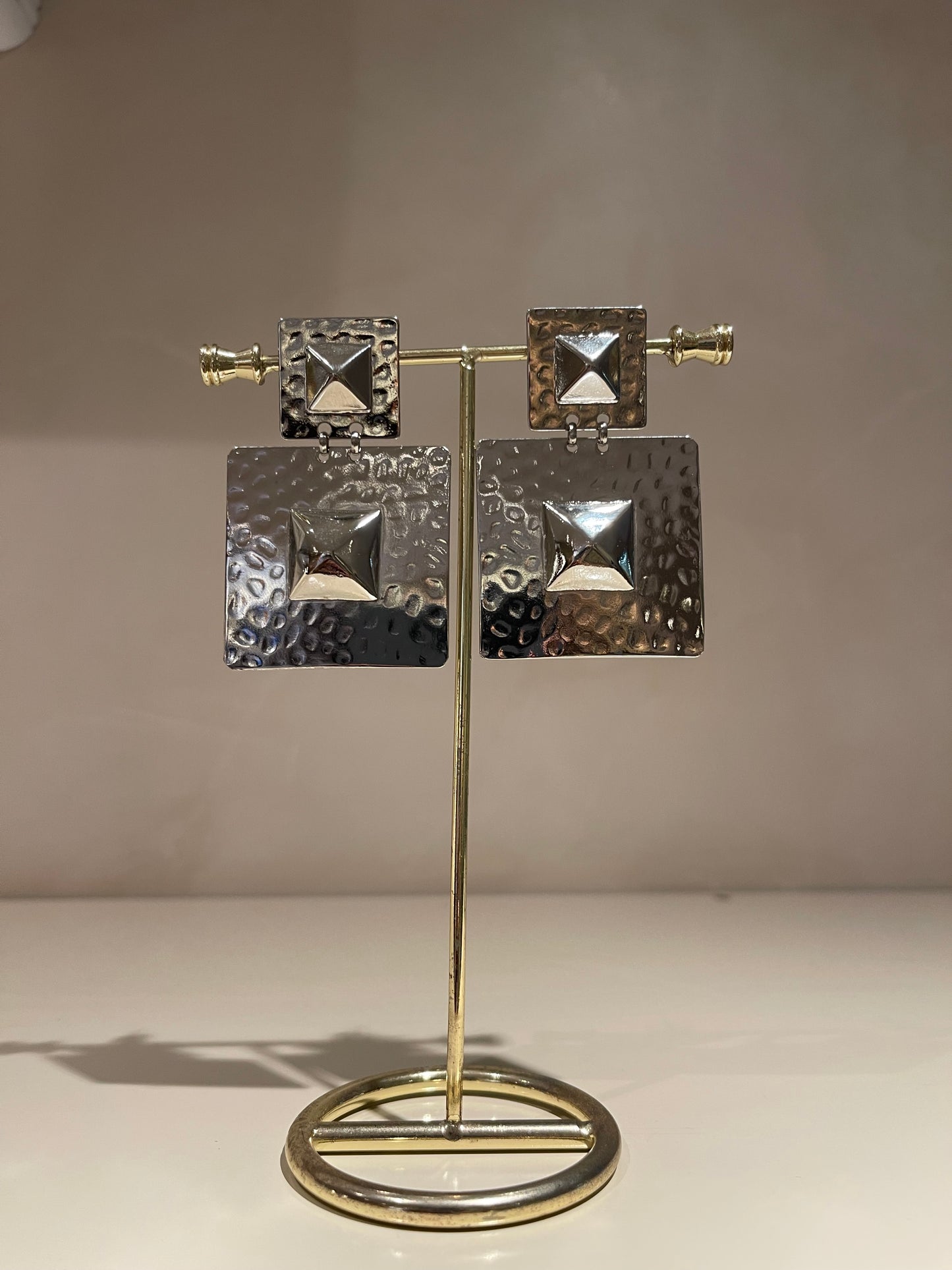 Brinco Double Square Prata