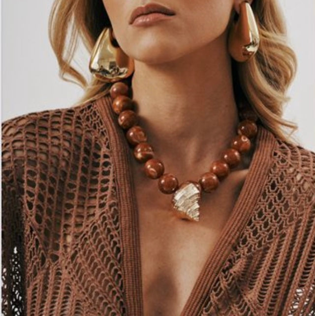 Colar La Isla Shell Resina Coral