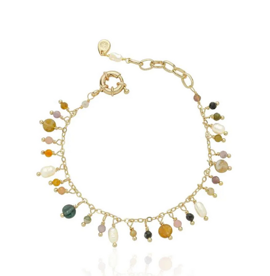 Pulseira Pérola e Turmalina Melancia